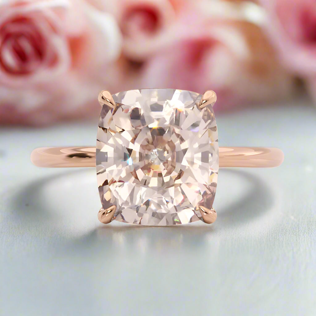 3.0ct Cushion Cut Champagne Engagement Ring-Black Diamonds New York