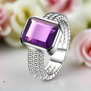 3.36Ct Amethyst Rope Band Engagement Ring-Black Diamonds New York