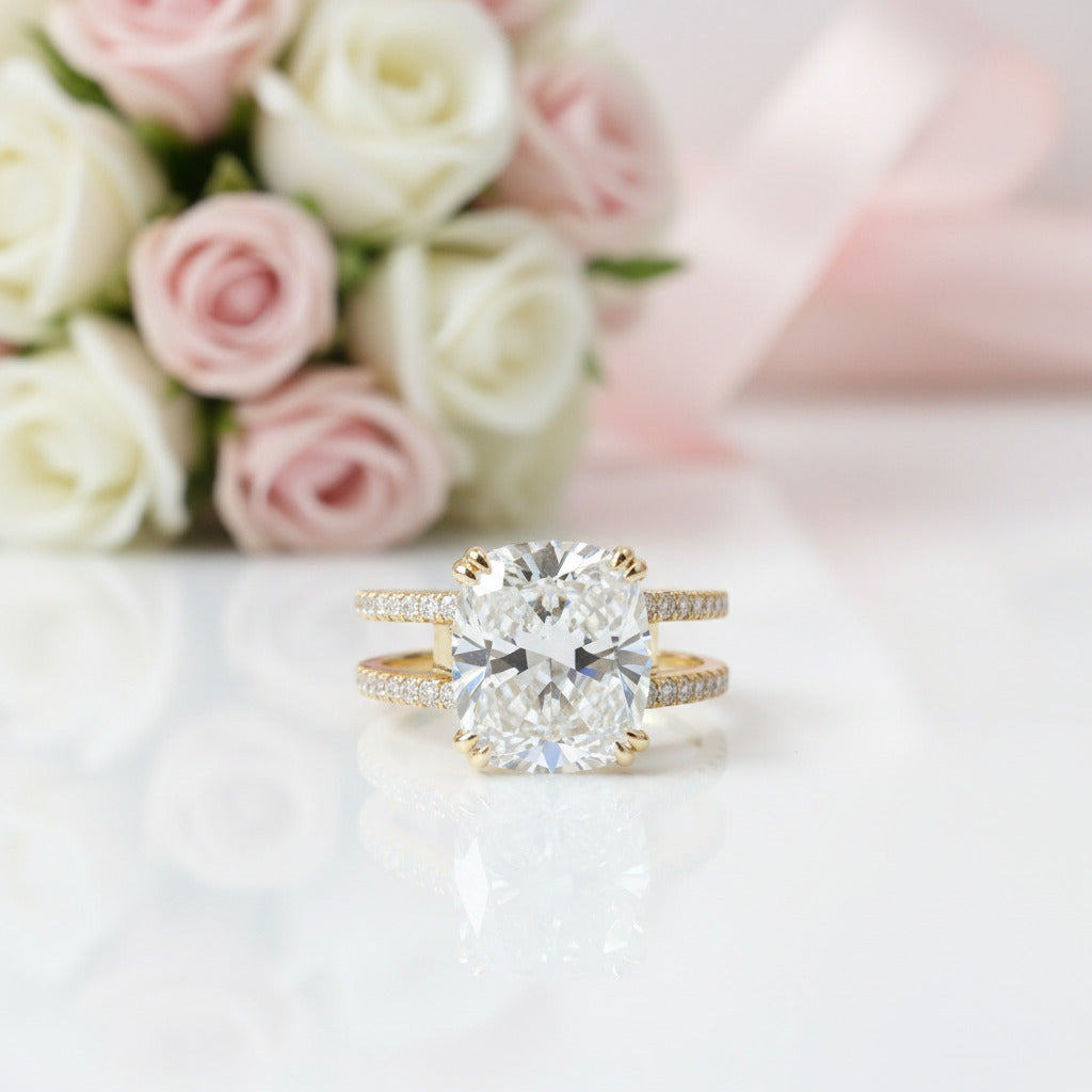 3.5 Carat Cushion Cut Engagement Ring-Black Diamonds New York