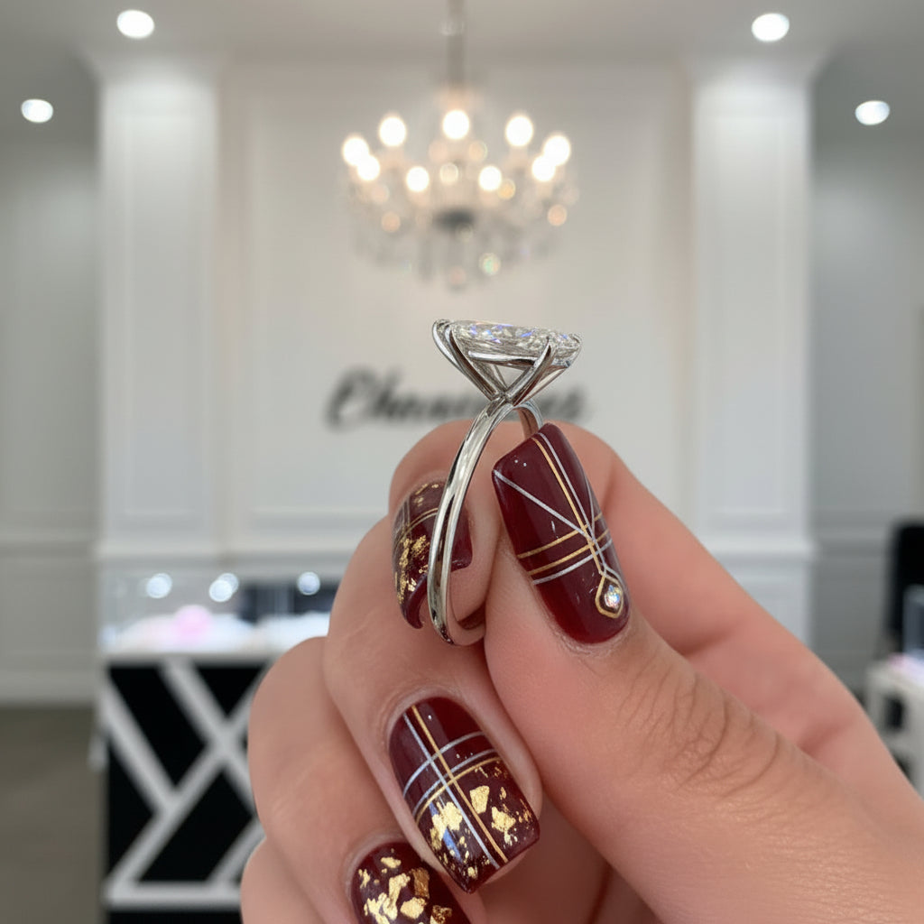 3.5 Carat Pear Cut White Gold Engagement Ring-Black Diamonds New York