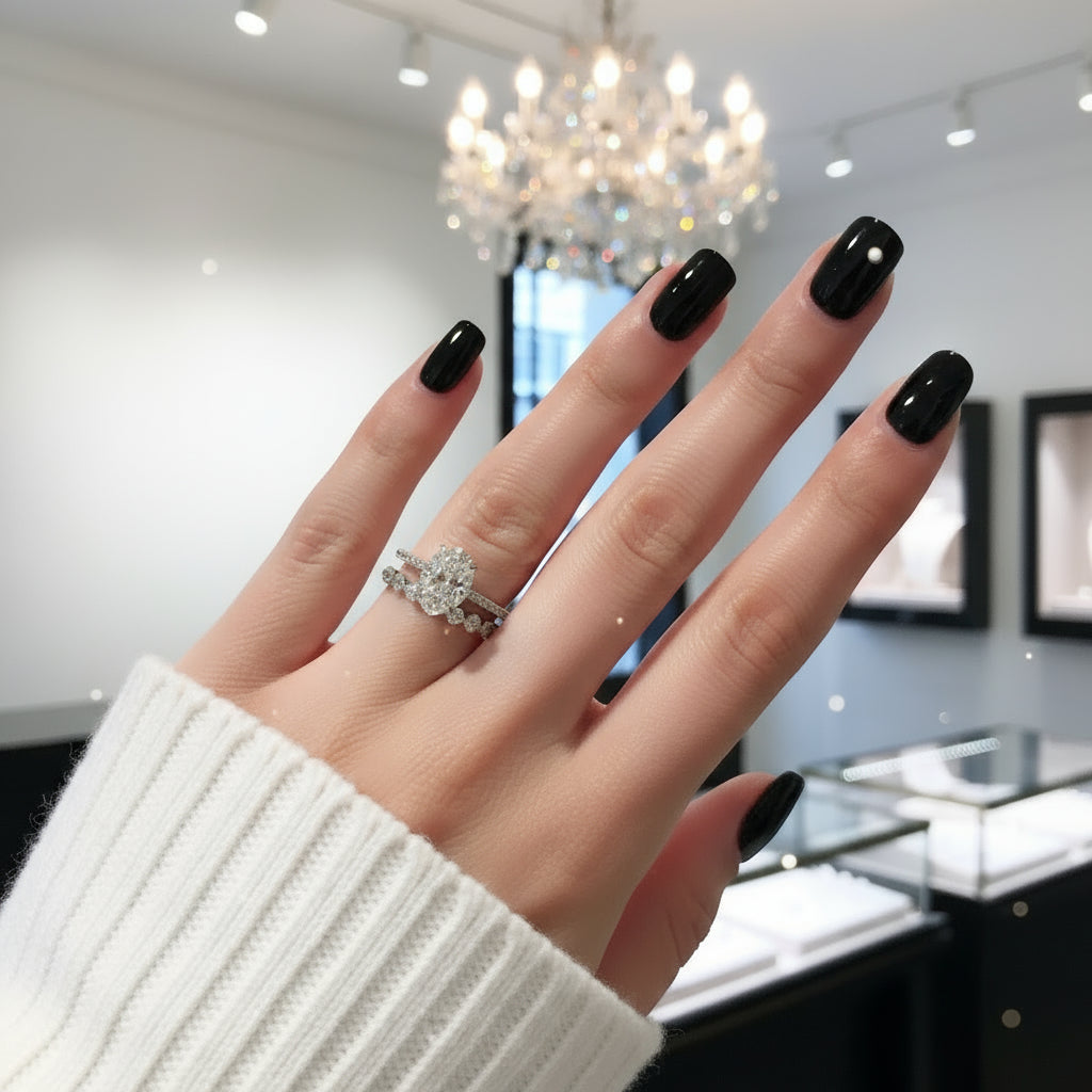 3.5ct Oval Cut Diamond Wedding Ring Set-Black Diamonds New York