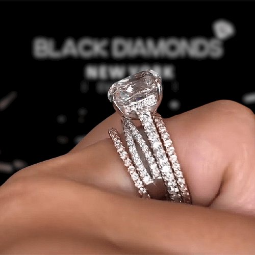 3.0 Carat Cushion Cut Women's Wedding Set-Black Diamonds New York