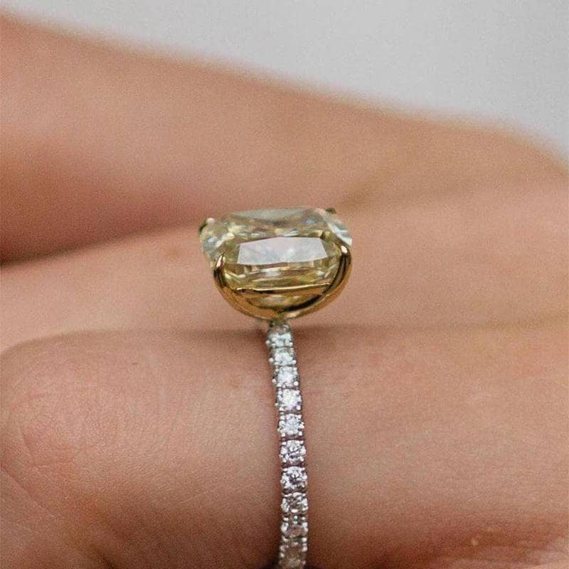 3.0 Carat Cushion Cut Yellow Sapphire Engagement Ring-Black Diamonds New York