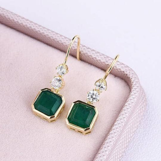 3.0 Carat Emerald Green Asscher Cut Earrings - Black Diamonds New York