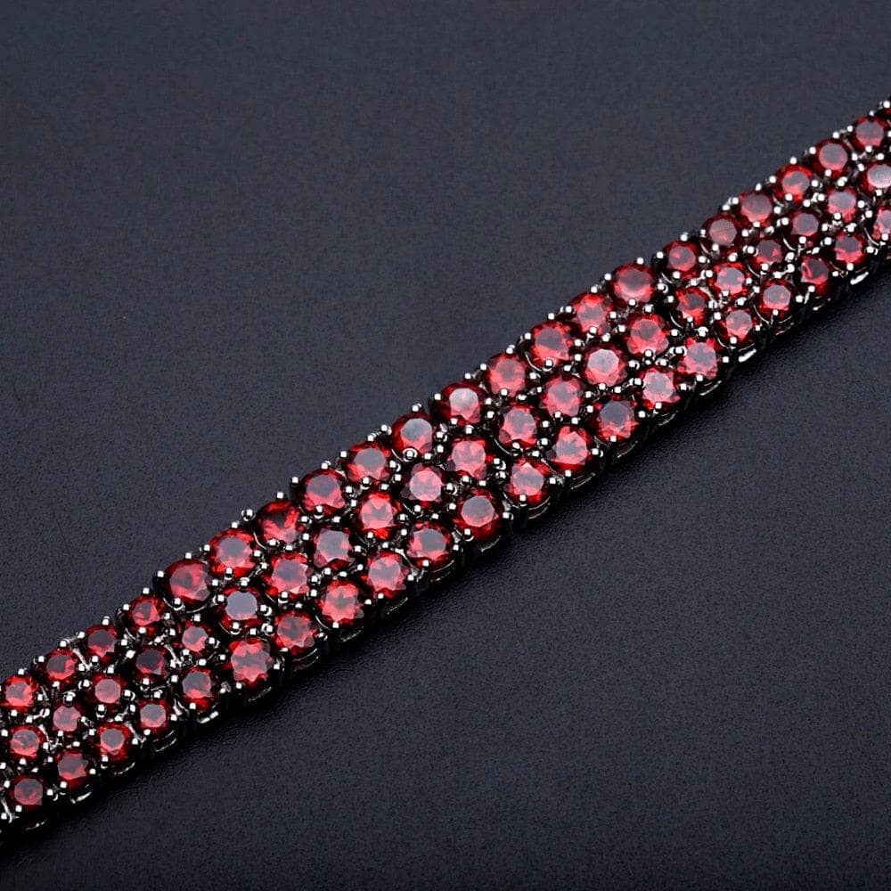 30.80Ct Natural Red Garnet Gemstone Bracelet-Black Diamonds New York