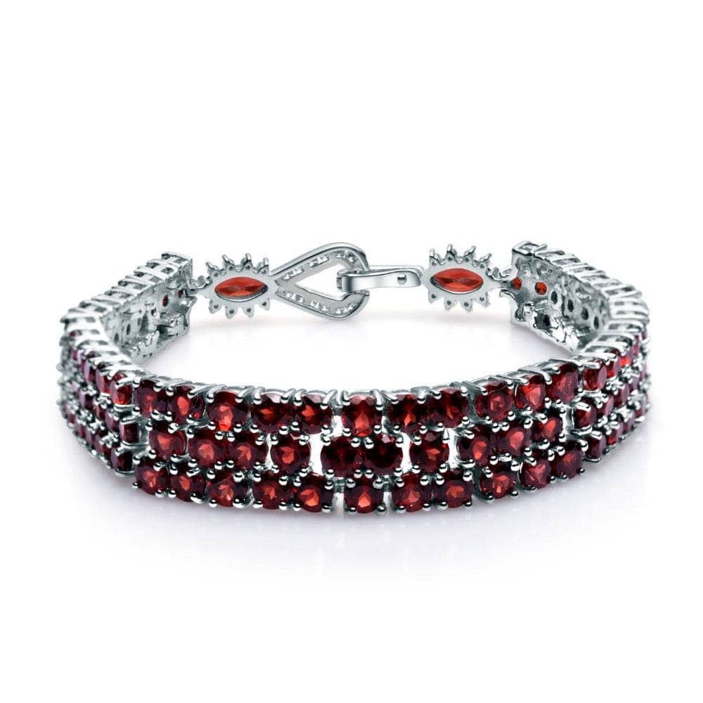 30.80Ct Natural Red Garnet Gemstone Bracelet-Black Diamonds New York