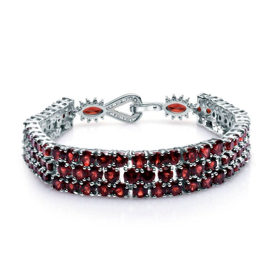 30.80Ct Natural Red Garnet Gemstone Bracelet - Black Diamonds New York