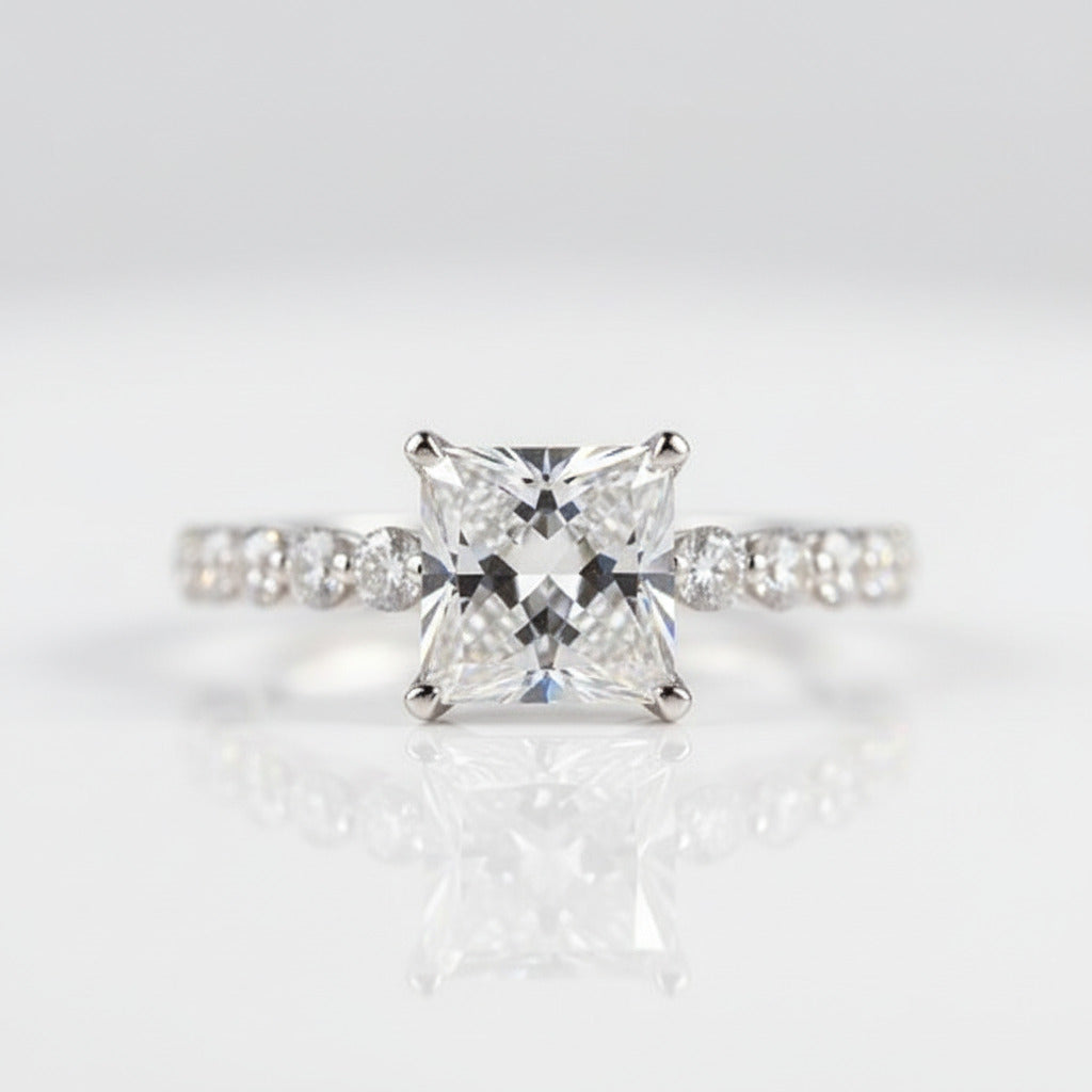 Classic Princess Cut Sona Simulated Diamond Engagement Ring