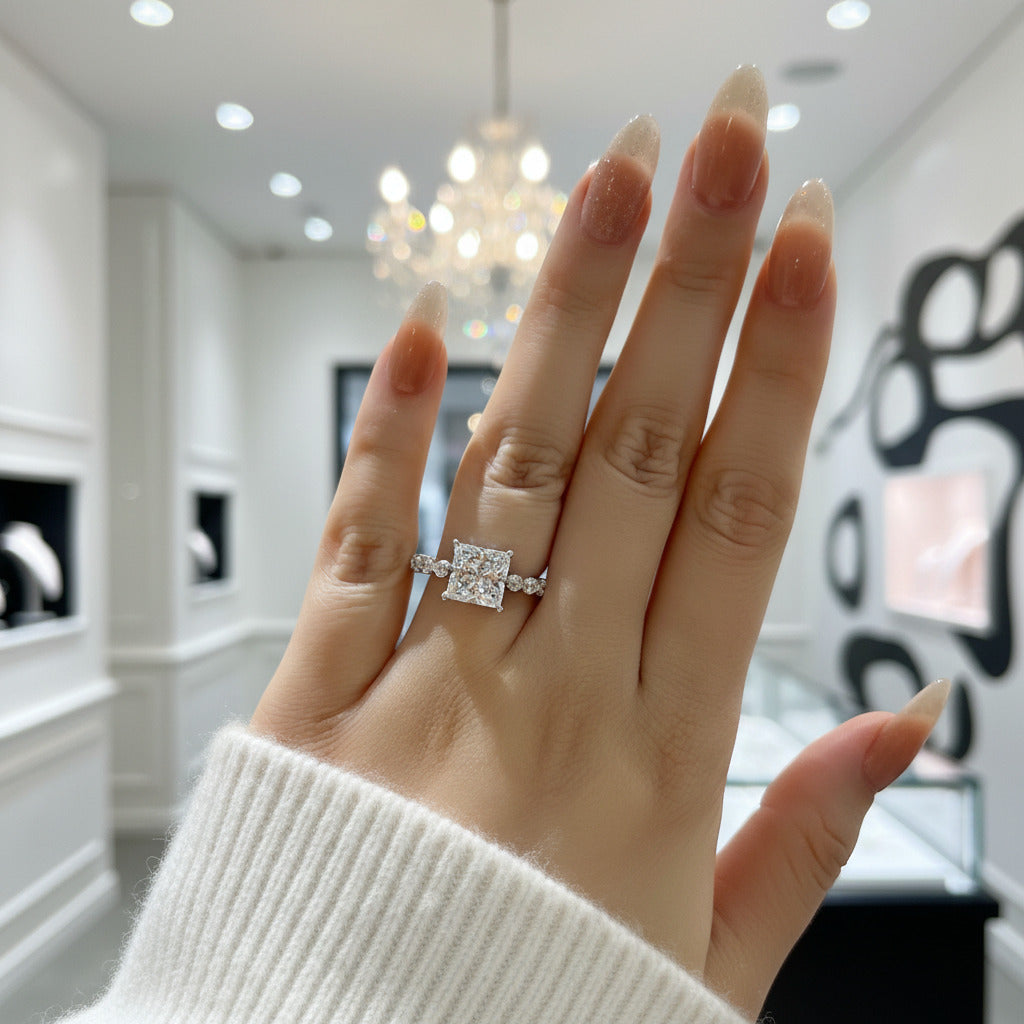 3.0ct Classic Princess Cut Simulated Diamond Option Engagement Ring-Black Diamonds New York