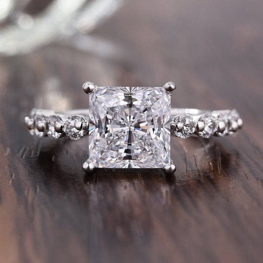 3.0ct Classic Princess Cut Simulated Diamond Engagement Ring-Black Diamonds New York
