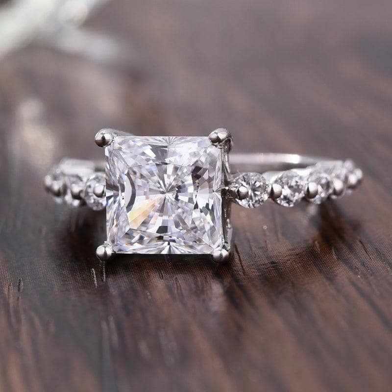3.0ct Classic Princess Cut Sona Simulated Diamond Engagement Ring - Black Diamonds New York