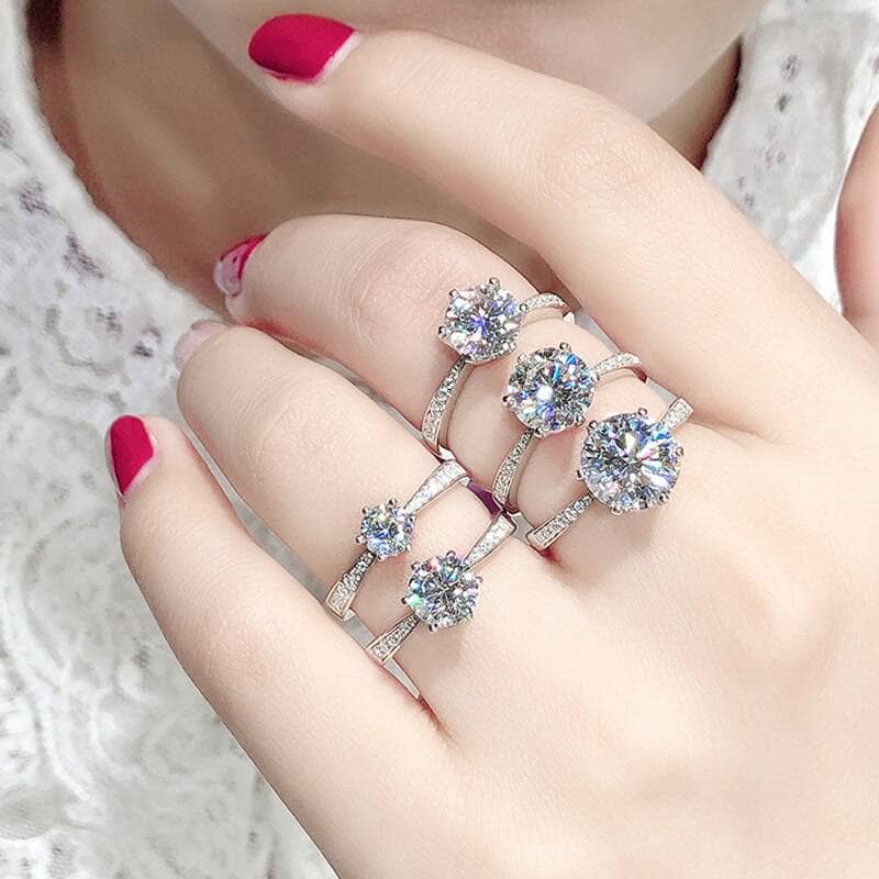 3.0ct Classic Style Moissanite Diamond Engagement Ring-Black Diamonds New York