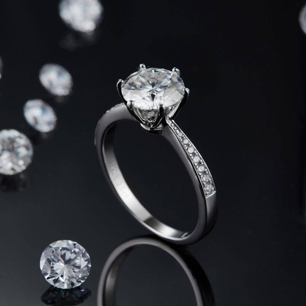 3.0ct Classic Style Moissanite Diamond Engagement Ring-Black Diamonds New York