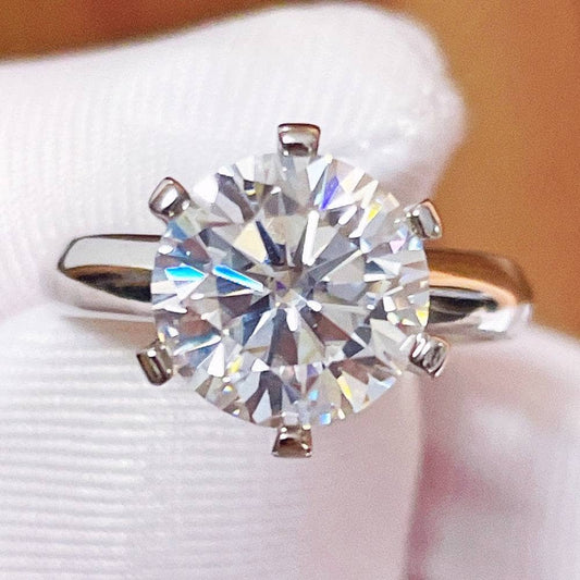 3.0CT Crown Design Round Cut Moissanite Engagement Ring-Black Diamonds New York