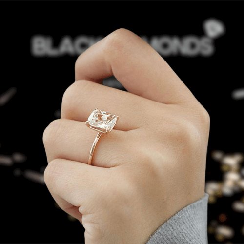 3.0ct Cushion Cut Champagne Engagement Ring - Black Diamonds New York