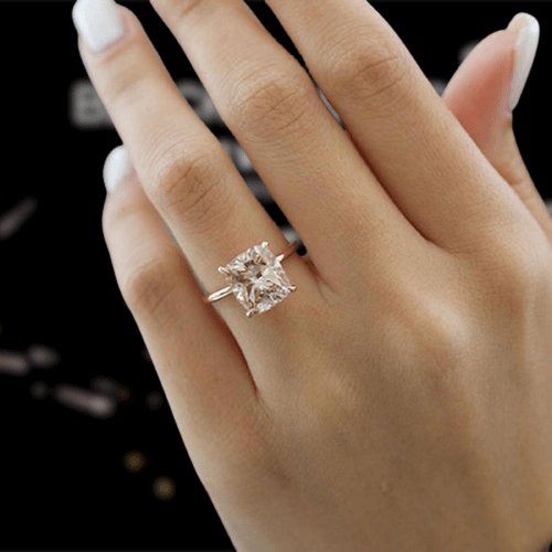 3.0ct Cushion Cut Champagne Engagement Ring-Black Diamonds New York