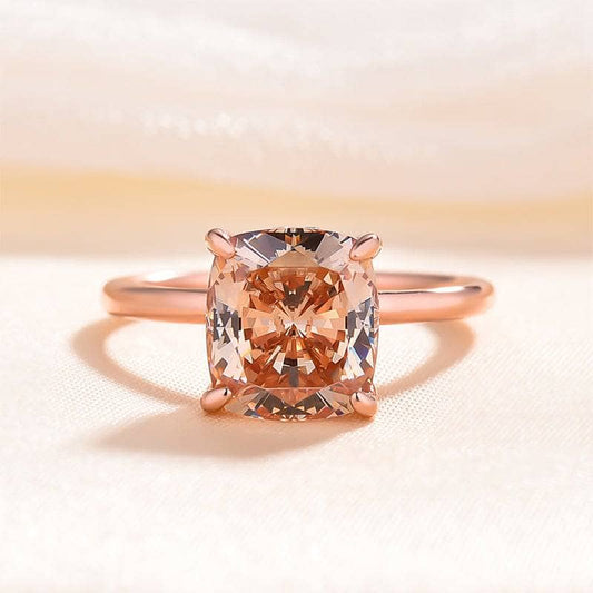 3.0ct Cushion Cut Champagne Engagement Ring-Black Diamonds New York
