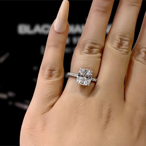 3.0ct Cushion Cut Moissanite Engagement Ring-Black Diamonds New York