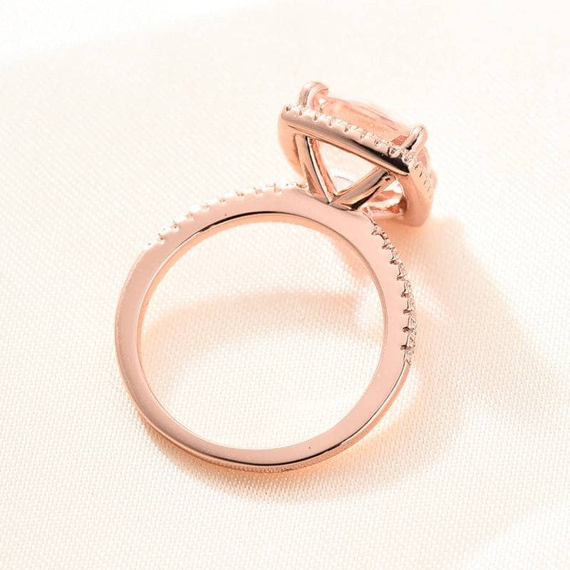 3.0ct Cushion Cut Simulated Morganite Halo Engagement Ring-Black Diamonds New York