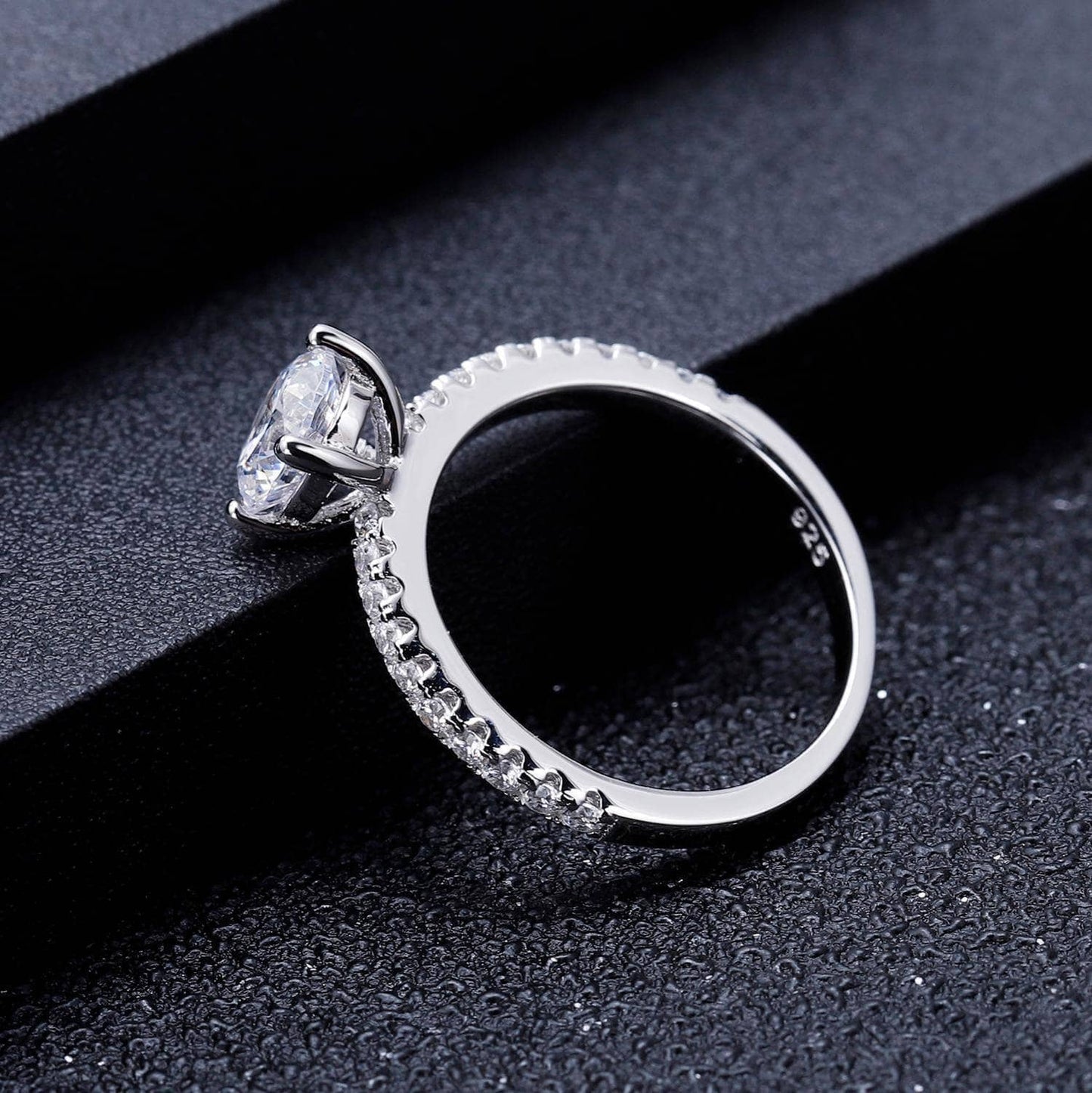 3.0ct Moissanite Diamond 925 Sterling Silver Wedding Ring-Black Diamonds New York