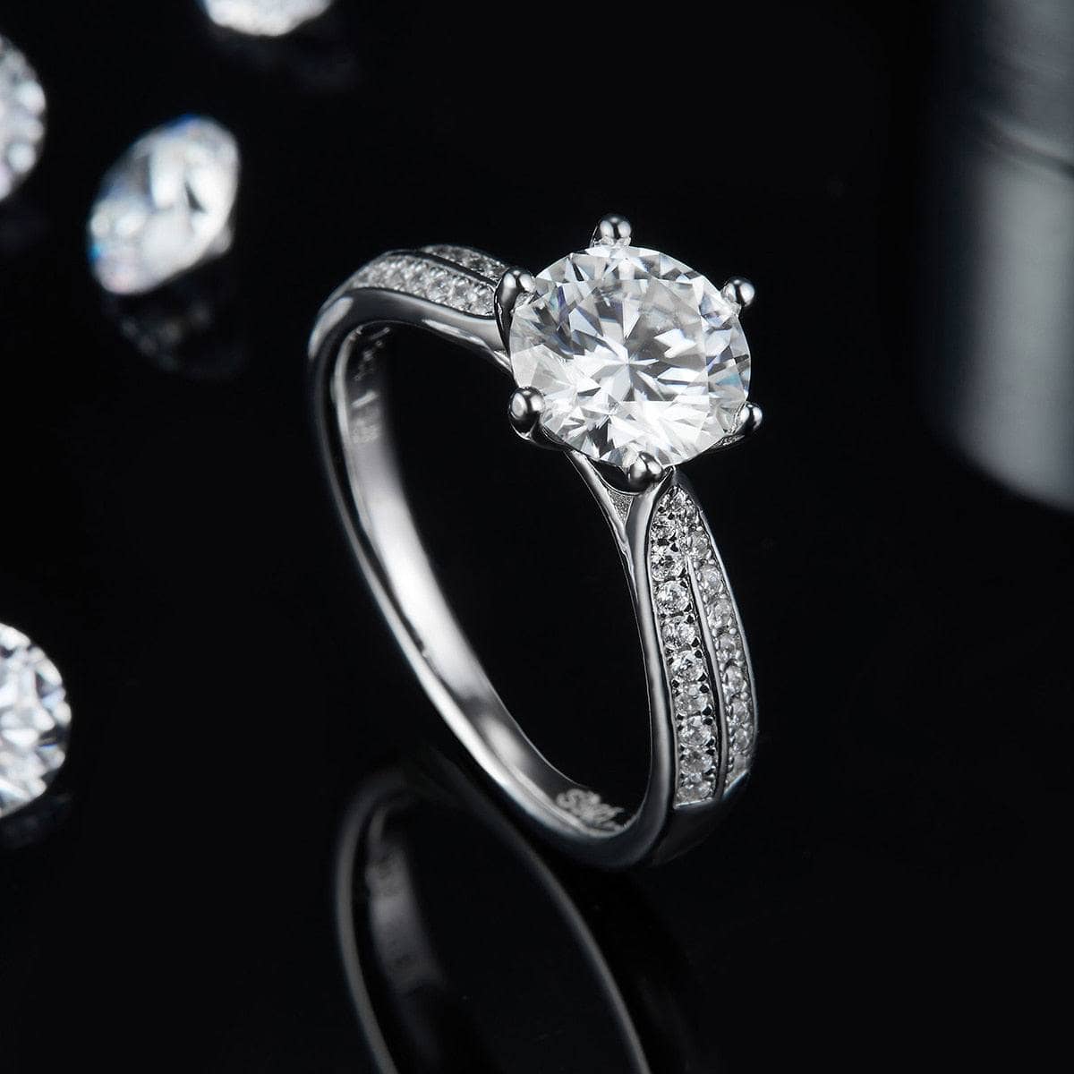 3.0ct Moissanite Diamond Promise Ring-Black Diamonds New York