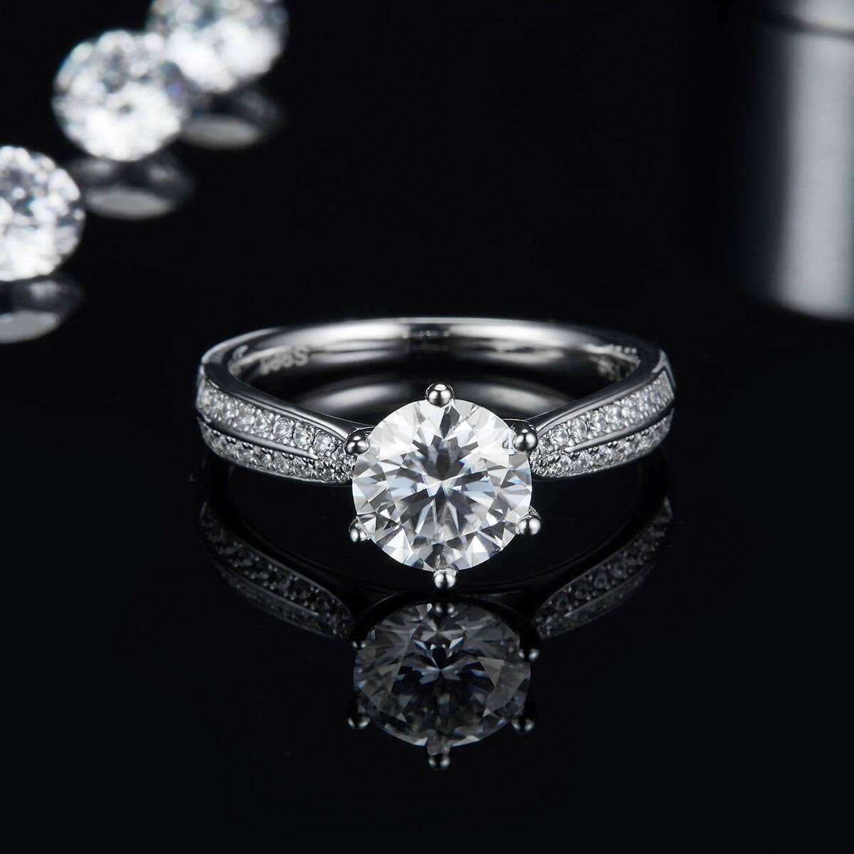 3.0ct Moissanite Diamond Promise Ring - Black Diamonds New York