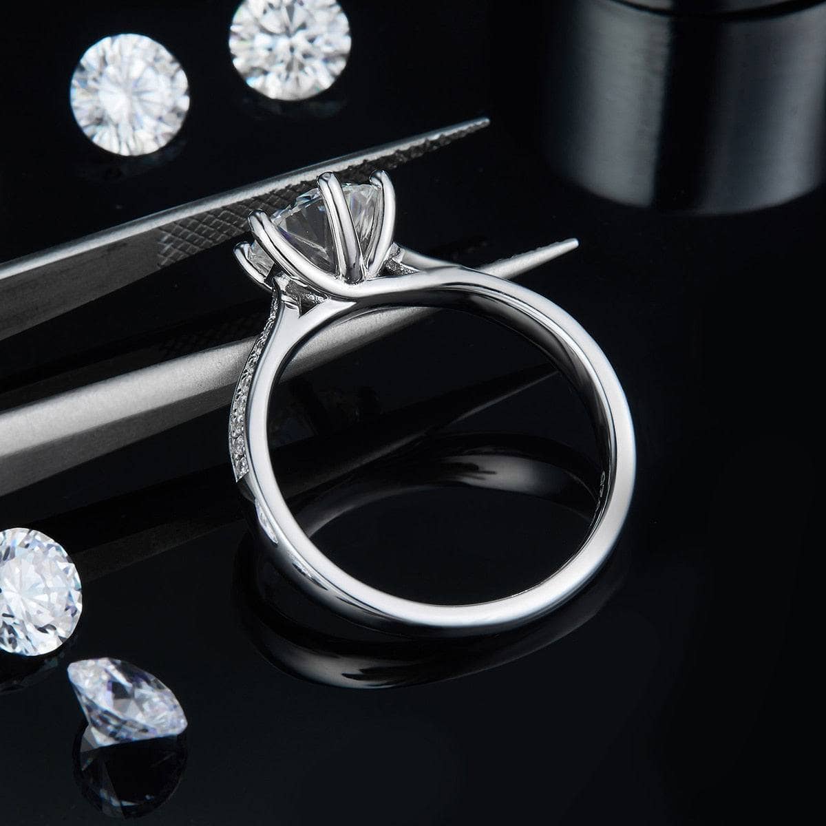 3.0ct Moissanite Diamond Promise Ring - Black Diamonds New York