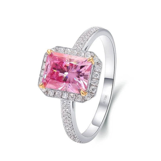 3.0ct Pink Radiant Cut Diamond Halo Engagement Ring-Black Diamonds New York