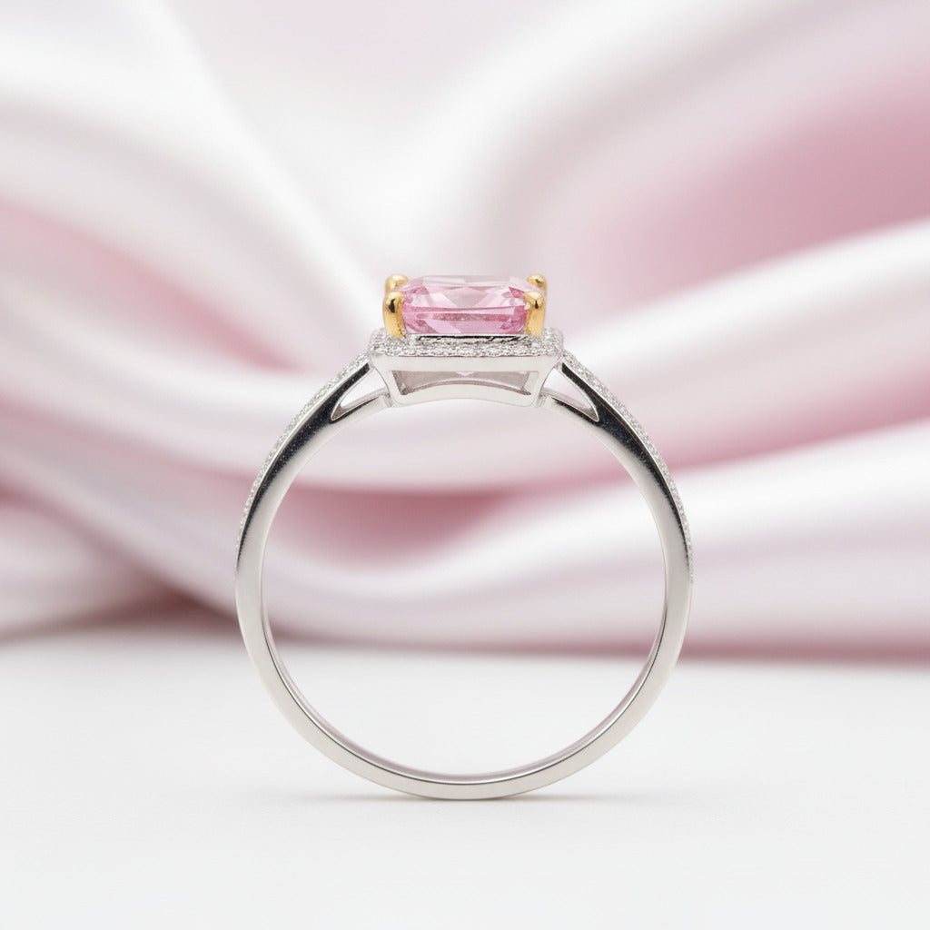 3.0ct Pink Radiant Cut Diamond Option Halo Engagement Ring-Black Diamonds New York