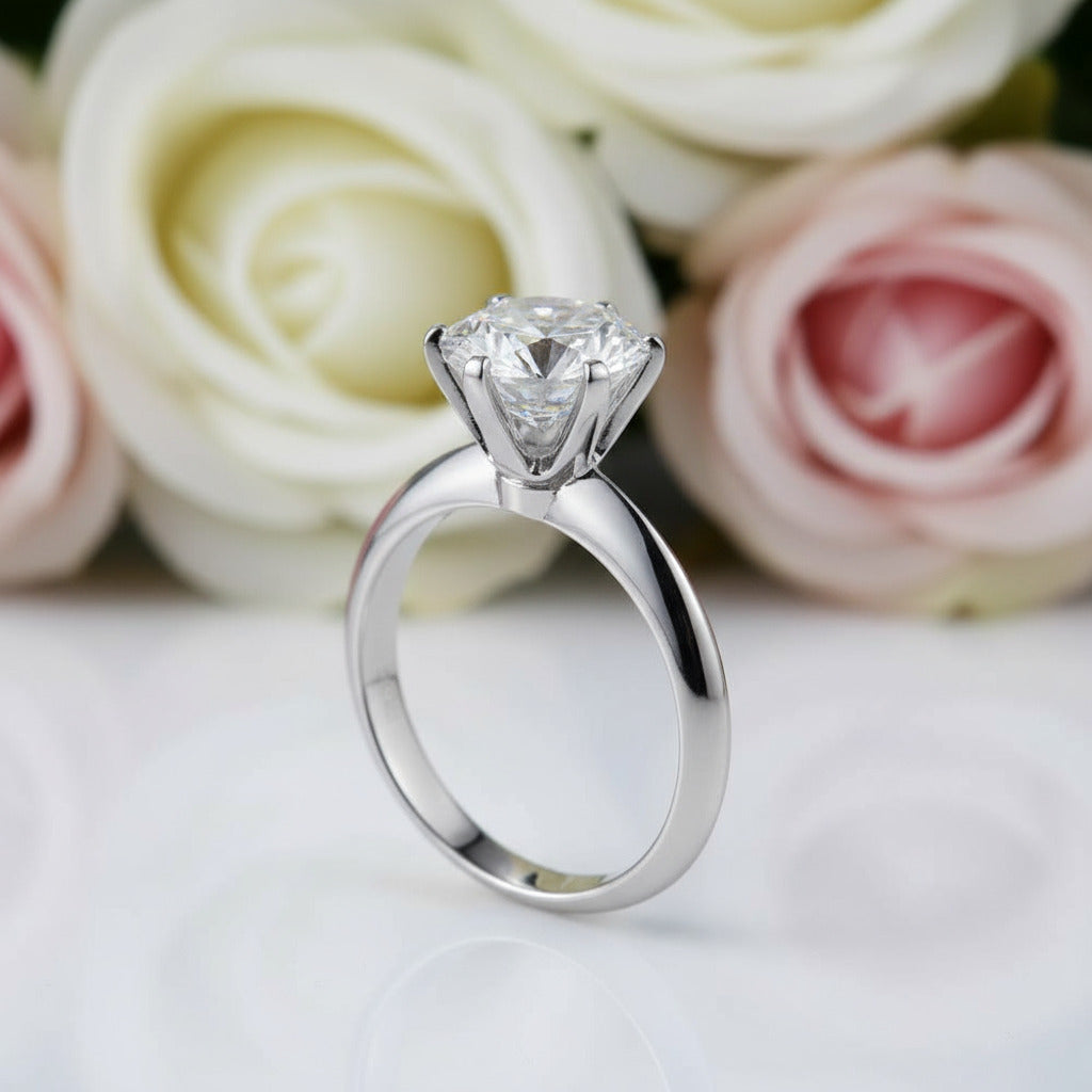 3.0ct Round Diamond Solitaire Engagement Ring-Black Diamonds New York