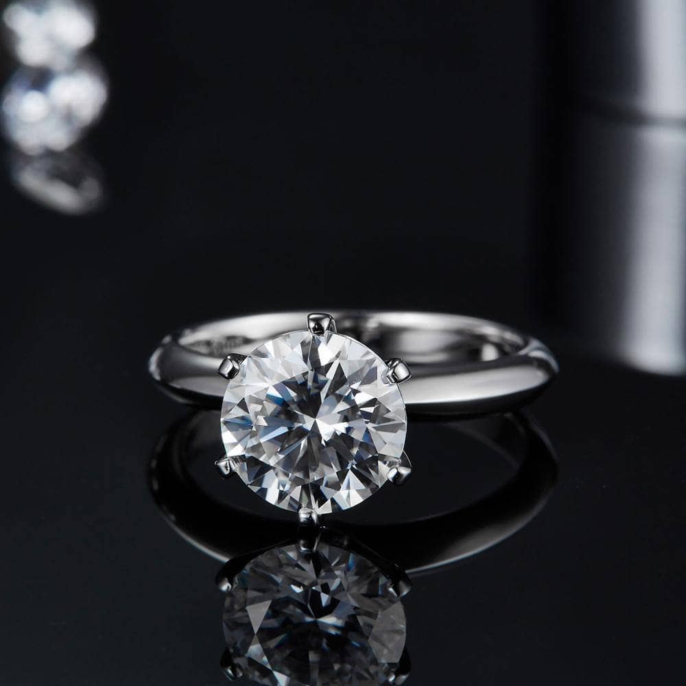 3.0ct Round Moissanite Diamond Solitaire Engagement Ring-Black Diamonds New York