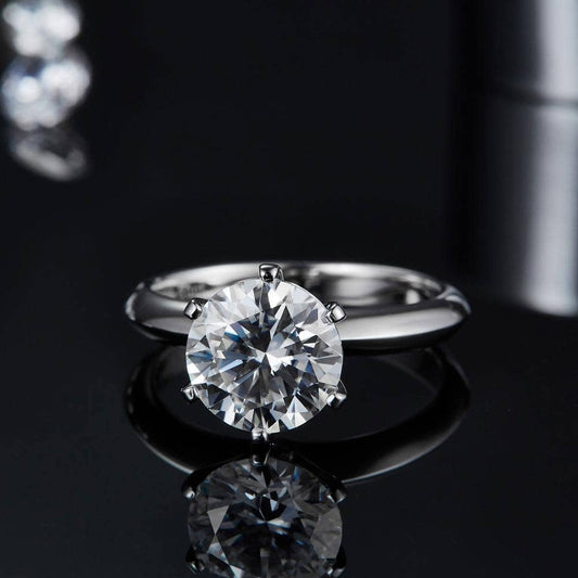 3.0ct Round Moissanite Diamond Solitaire Engagement Ring - Black Diamonds New York
