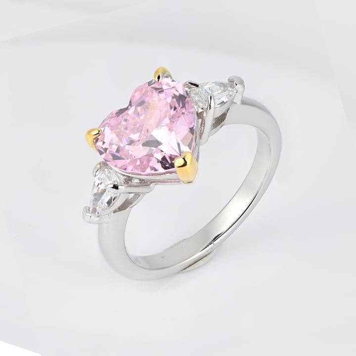 3.0ct Stone Heart Cut Three Stone Engagement Ring-Black Diamonds New York