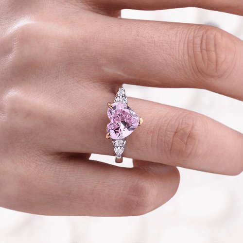3.0ct Stone Heart Cut Three Stone Engagement Ring - Black Diamonds New York