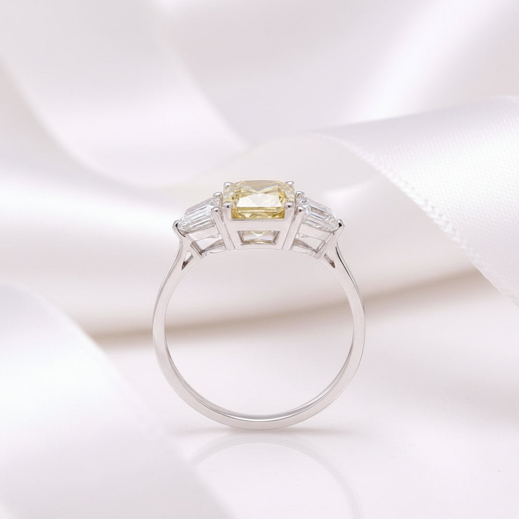 3.0ctw Yellow Radiant Cut Diamond Three-Stone Engagement Ring-Black Diamonds New York