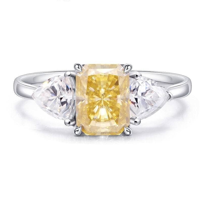 3.0ctw Yellow Radiant Cut Moissanite Three-Stone Engagement Ring-Black Diamonds New York