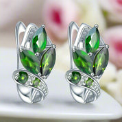3.11 Ctw Chrome Diopside Gemstone Stud Earrings-Black Diamonds New York