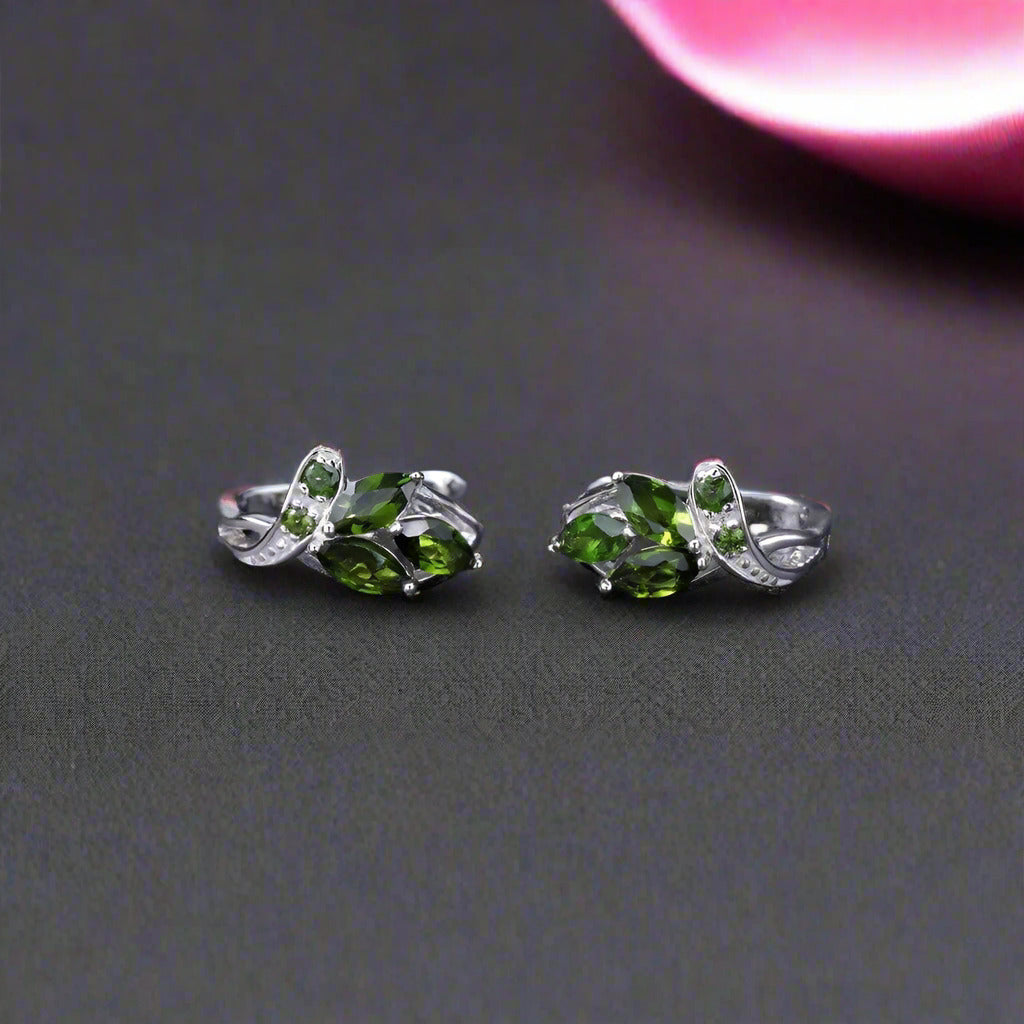 3.11 Ctw Chrome Diopside Gemstone Stud Earrings-Black Diamonds New York