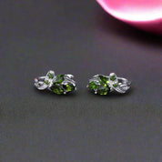 3.11 Ctw Chrome Diopside Gemstone Stud Earrings-Black Diamonds New York