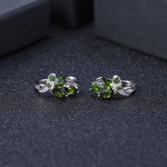 3.11Ct Natural Chrome Diopside Gemstone Stud Earrings-Black Diamonds New York