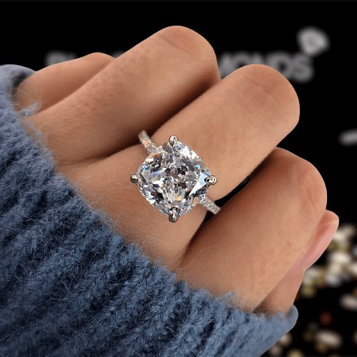 Cushion and Round Diamond Engagement Ring