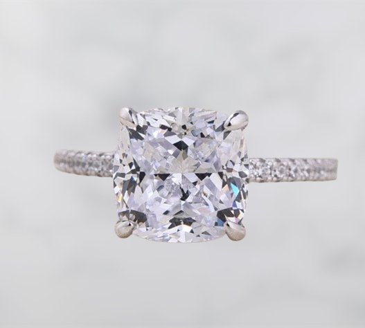 3.2 ct Cushion Cut Sona Simulated Diamond Engagement Ring - Black Diamonds New York