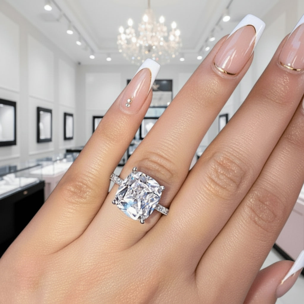 3.2 ct Cushion Cut Diamond Engagement Ring-Black Diamonds New York