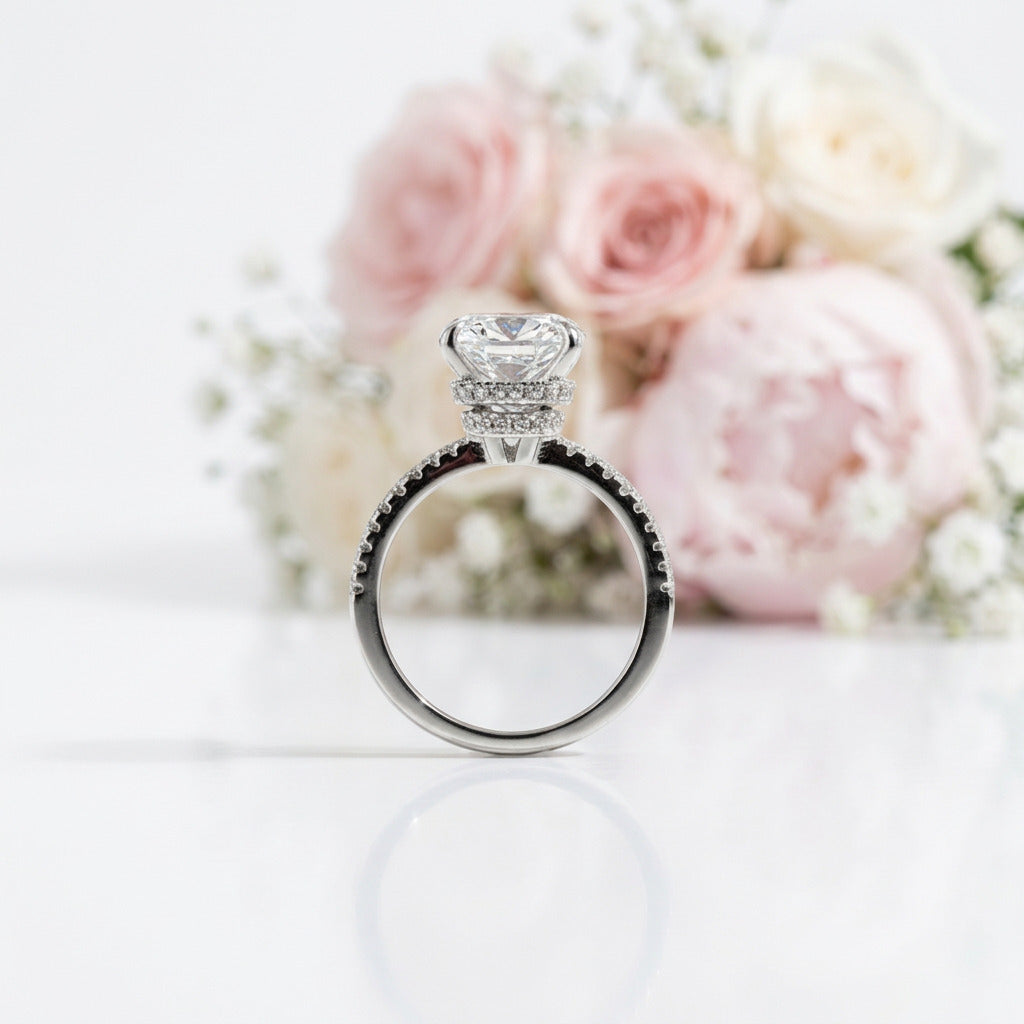 3.2 ct Cushion Cut Diamond Option Engagement Ring-Black Diamonds New York