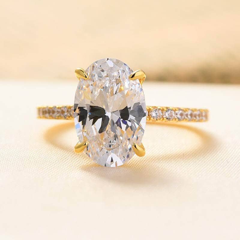 3.5 Carat Classic Oval Cut Yellow Gold Wedding Ring Set-Black Diamonds New York