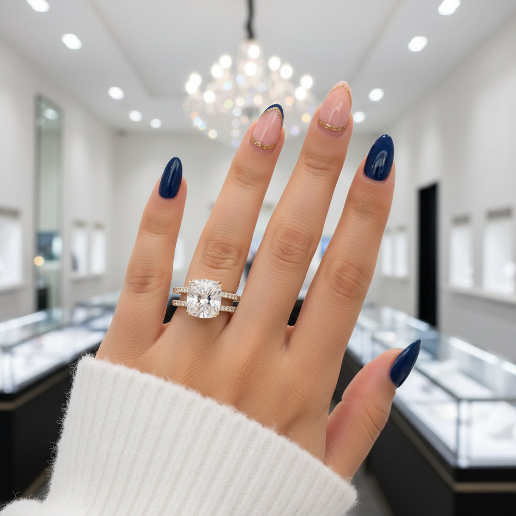 3.5 Carat Cushion Cut Engagement Ring-Black Diamonds New York