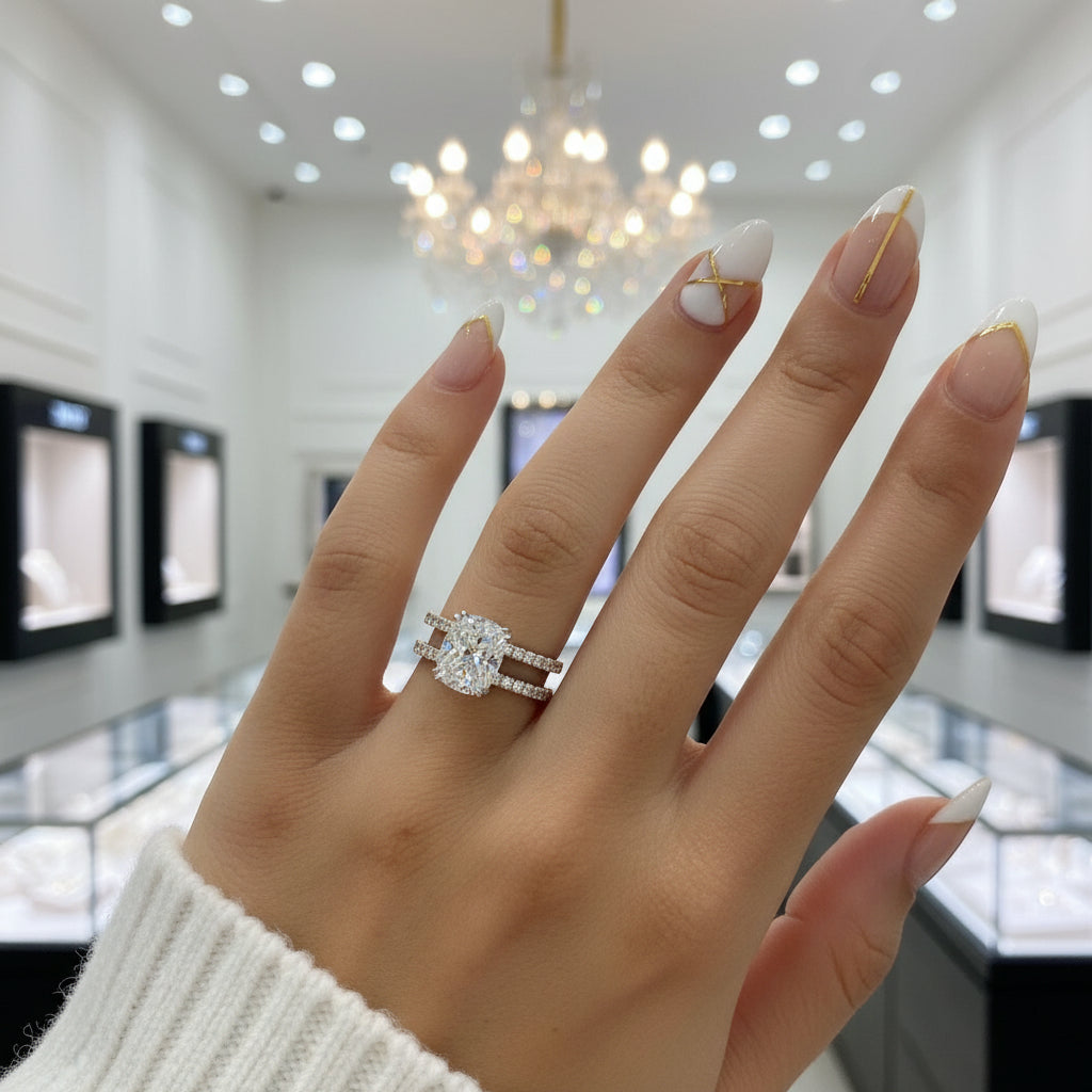 3.5 Carat Cushion Cut Engagement Ring-Black Diamonds New York