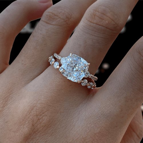 3.5 Carat Cushion Cut Women's Wedding Ring Set-Black Diamonds New York