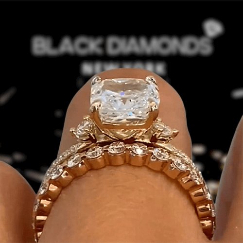3.5 Carat Cushion Cut Women's Wedding Ring Set - Black Diamonds New York