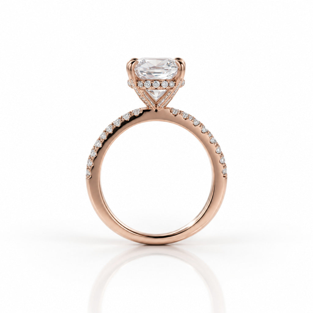 3.5 carat Oval Cut 3-Pieces Rose Gold Wedding Ring Set-Black Diamonds New York